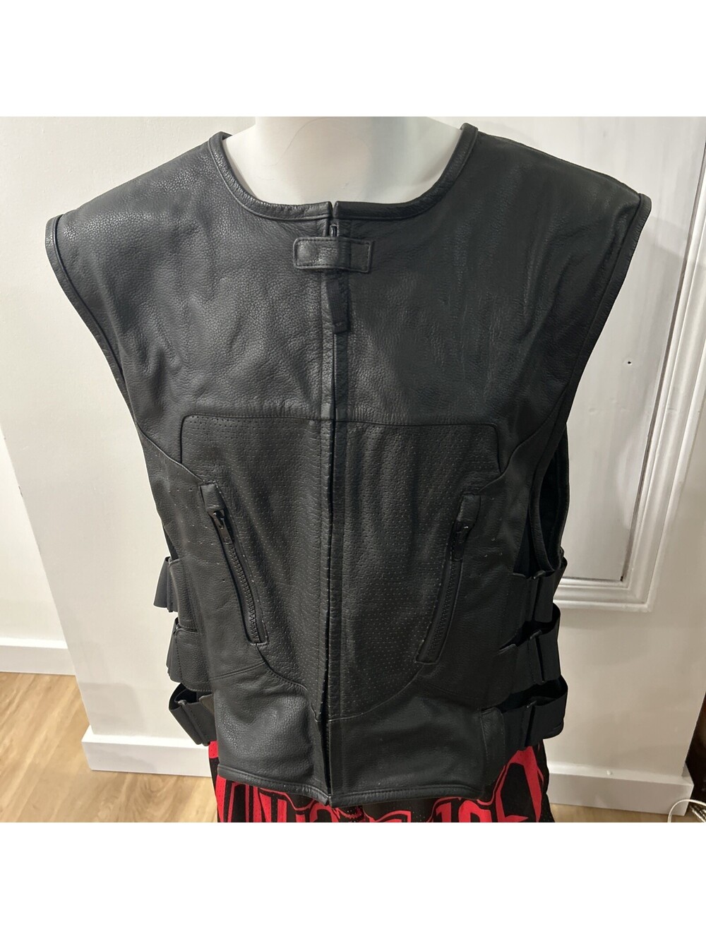 Icon Regulator D3O Leather Motorcycle Vest Black Armor